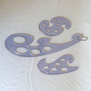 VINTAGE PROFESSIONAL FRENCH CURVE ARTIST DRAFTING RULER SET LOT OF 3